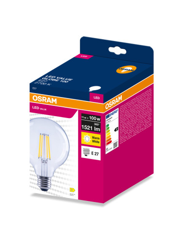 ŻARÓWKA LED VALUE RF GLOBE 125 100 11W 2700K ciepła biała 1521LM FIL E27 
