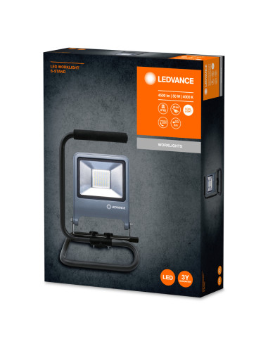 NAŚWIETLACZ LED WORKLIGHT 50W 4000K neutralna biała  4500LM S-STAND PRZENOŚNY 