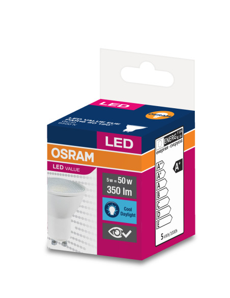ŻARÓWKA LED LVPAR16 50 5W 6500K zimna biała  350LM 120° GU10 EUE 