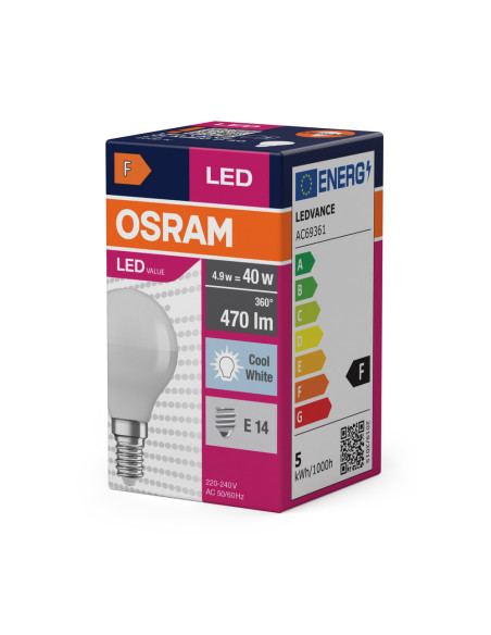 ŻARÓWKA LED VALUE CLP40 4.9W 4000K neutralna biała  470LM FR E14 