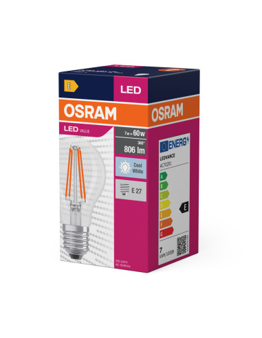 ŻARÓWKA LED VALUE RF CLA60 6,5W 4000K neutralna biała  806LM FIL E27 