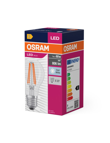 ŻARÓWKA LED VALUE RF CLA60 6,5W 4000K neutralna biała  806LM FIL E27 