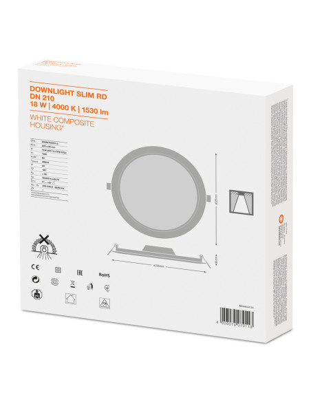 DOWNLIGHT DL SLIM DN210 18W/4000K WT IP20 