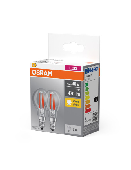  ŻARÓWKA LED  2-PAK LED BASE CLP40 4W 2700K ciepła biała E14 FIL FS2 