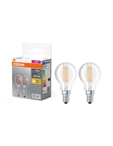  ŻARÓWKA LED  2-PAK LED BASE CLP40 4W 2700K ciepła biała E14 FIL FS2 