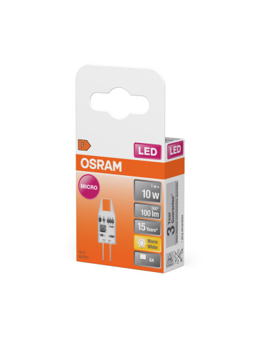 ŻARÓWKA LED STAR PIN10 MICRO 1W 2700K ciepła biała  100LM 12V G4 
