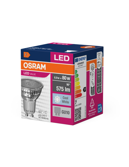 ŻARÓWKA LED VALUE PAR16 80 6,9W 4000K neutralna biała  575LM 60° GU10 GLASS 