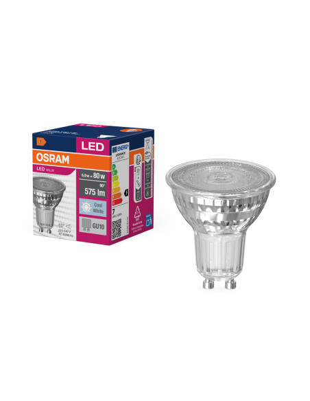 ŻARÓWKA LED VALUE PAR16 80 6,9W 4000K neutralna biała  575LM 60° GU10 GLASS 