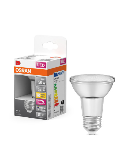 ŻARÓWKA LED SUPERSTAR PAR20 DIM 50 36 5W 2700K ciepła biała CRI90  230V E27 FS1 