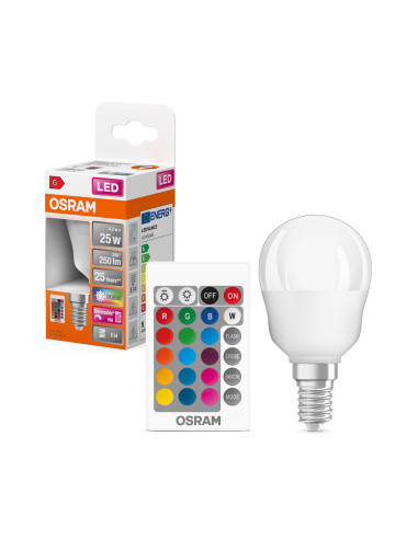 ŻARÓWKA LED STAR CL P RGBW FR 25 DIM +REMOTE CONTROL 4,5W 2700K ciepła biała  FS1 E14 