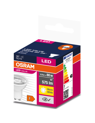 ŻARÓWKA LED LVPAR16 80 6,9W 3000K ciepła biała  575LM 36° GU10 EUE 