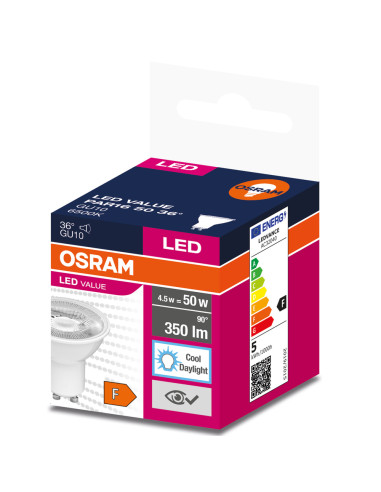 ŻARÓWKA LED LVPAR16 50 4.5W 6500K zimna biała  350LM 36° GU10 EUE 