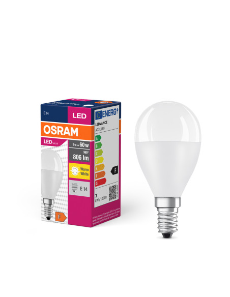 ŻARÓWKA LED VALUE CLP60 6,5W 2700K ciepła biała  230V FR E14 