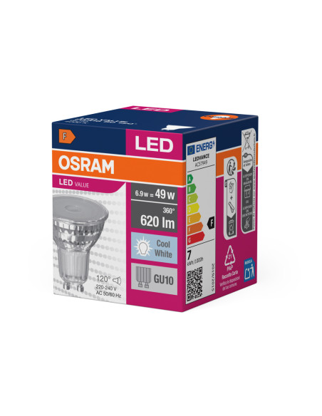 ŻARÓWKA LED VALUE PAR16 80 6,9W 4000K neutralna biała  575LM 120° GU10 GLASS 