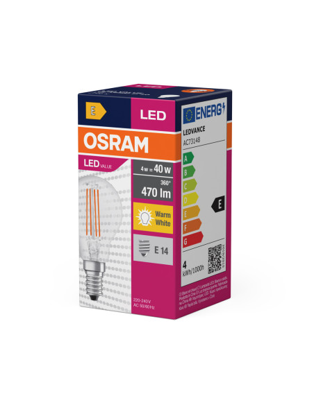 ŻARÓWKA LED VALUE RF CLP40 4W 2700K ciepła biała  470LM FIL E14 