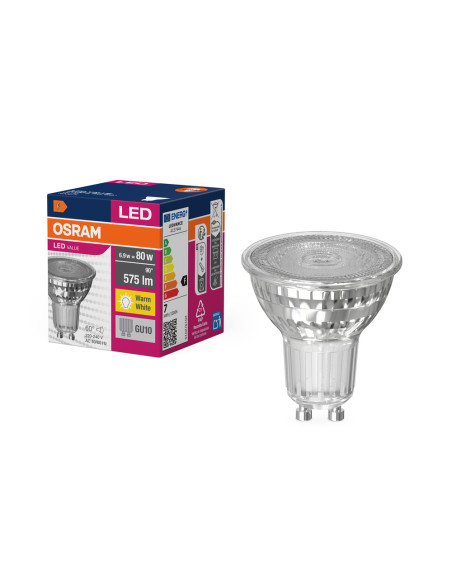 ŻARÓWKA LED VALUE PAR16 80 6,9W 3000K ciepła biała  575LM 60° GU10 GLASS 