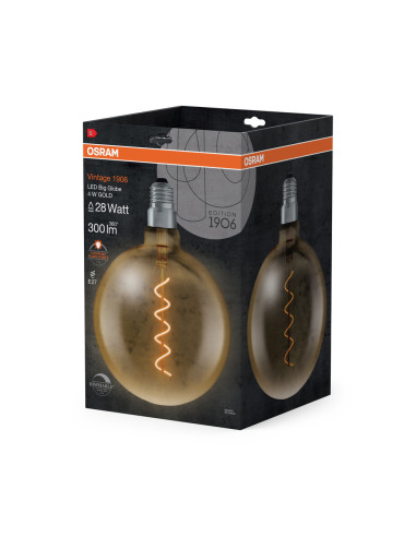 ŻARÓWKA LED 1906 VINTAGE LED GOLD GLOB200 DIM 5W/2000K 300LM E27 