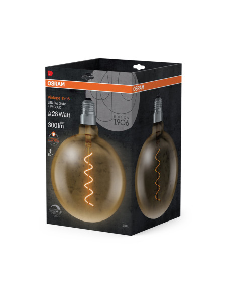 ŻARÓWKA LED 1906 VINTAGE LED GOLD GLOB200 DIM 5W/2000K 300LM E27 