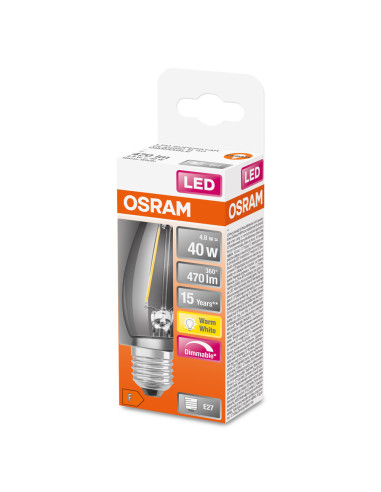 ŻARÓWKA LED SUPERSTAR RF CLB40 DIM 4,8W 2700K ciepła biała E27 470LM FIL 