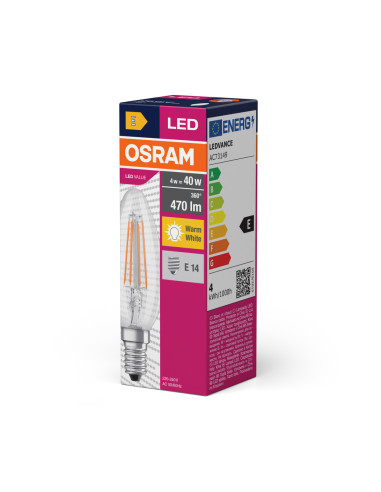 ŻARÓWKA LED VALUE RF CLB40 4W 2700K ciepła biała  470LM FIL E14 