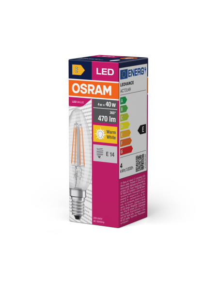 ŻARÓWKA LED VALUE RF CLB40 4W 2700K ciepła biała  470LM FIL E14 
