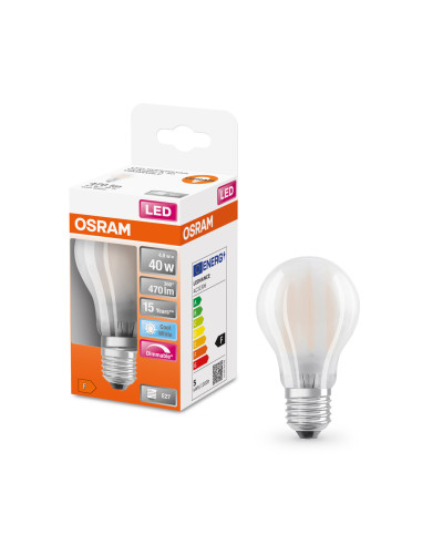 ŻARÓWKA LED SUPERSTAR RF CLA40 DIM 4,8W 4000K neutralna biała  470LM GL FR E27 