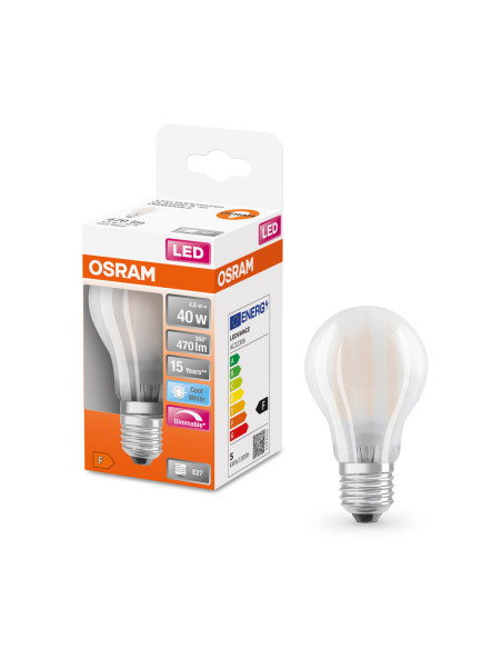 ŻARÓWKA LED SUPERSTAR RF CLA40 DIM 4,8W 4000K neutralna biała  470LM GL FR E27 