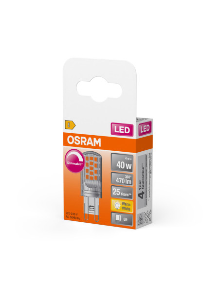 ŻARÓWKA LED SUPERSTAR LED PIN40 DIM CL 4,4W 2700K ciepła biała  470LM 230V G9 