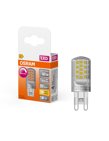 ŻARÓWKA LED SUPERSTAR LED PIN40 DIM CL 4,4W 2700K ciepła biała  470LM 230V G9 
