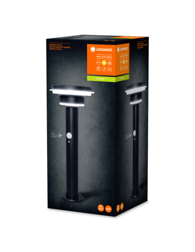 SŁUPEK OGRODOWY SOLAR ENDURA STYLE 2CIRCLE 40CM SENSOR 6W 400LM BK