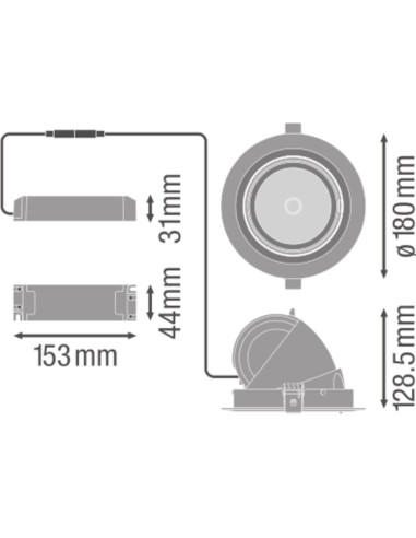 OPRAWA SPOT VARIO DN170 35W/3000K 24DEG WT 