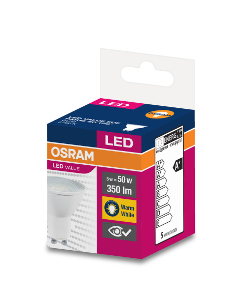 ŻARÓWKA LED LVPAR16 50 4.5W 2700K ciepła biała  350LM 120° GU10 EUE 