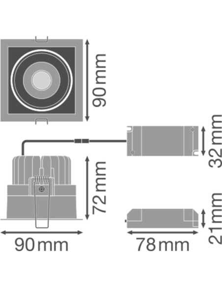 OPRAWA SPOT SQUARE DK ADJ 8W/3000K FL BL 