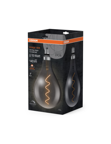 ŻARÓWKA LED 1906 VINTAGE LED CLA12 DIM A160 4W/818 110LM BIG GRAPE FIL SMOKE E27 