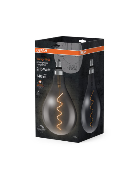 ŻARÓWKA LED 1906 VINTAGE LED CLA12 DIM A160 4W/818 110LM BIG GRAPE FIL SMOKE E27 