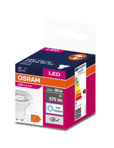 ŻARÓWKA LED LVPAR16 80 6,9W 6500K zimna biała  575LM 36° GU10 EUE 