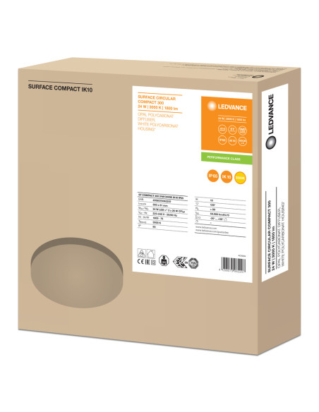 PLAFON SURFACE COMPACT 300 24W/3000K IK10 IP65 