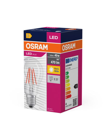 ŻARÓWKA LED VALUE RF CLA40 4W 2700K ciepła biała  470LM FIL E27 