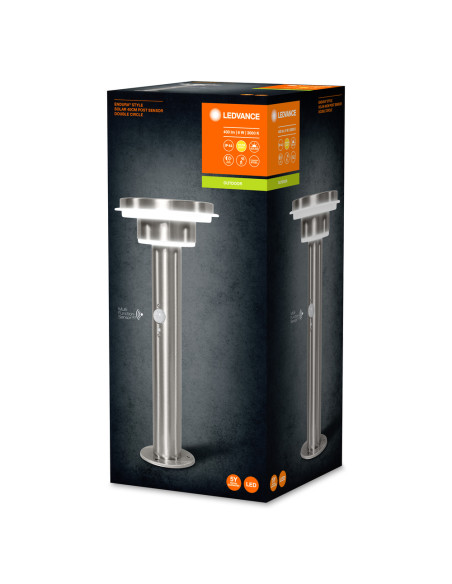 SŁUPEK OGRODOWY SOLAR ENDURA STYLE 2CIRCLE 40CM SENSOR 6W 400LM