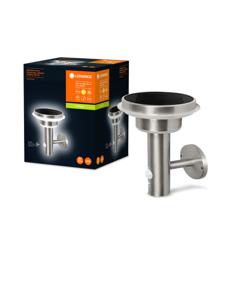 KINKIET ZEWNĘTRZNY SOLAR ENDURA STYLE 2CIRCLE WALL SENSOR 6W 400LM STALOWY 