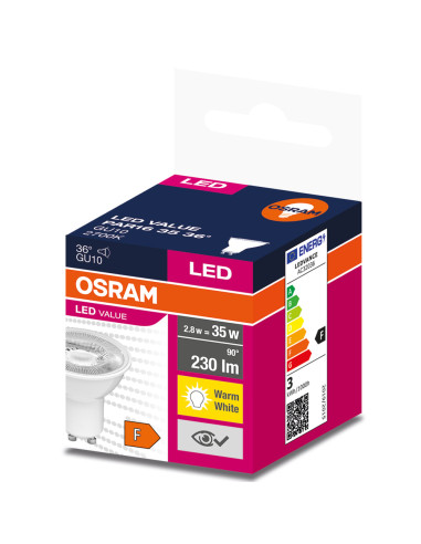 ŻARÓWKA LED LVPAR16 35 2,8W 2700K ciepła biała  230LM 36° GU10 EUE 