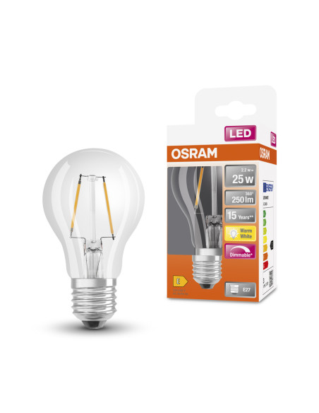 ŻARÓWKA LED SUPERSTAR RF CLA25 DIM 2,2W 2700K ciepła biała  250LM FIL E27 