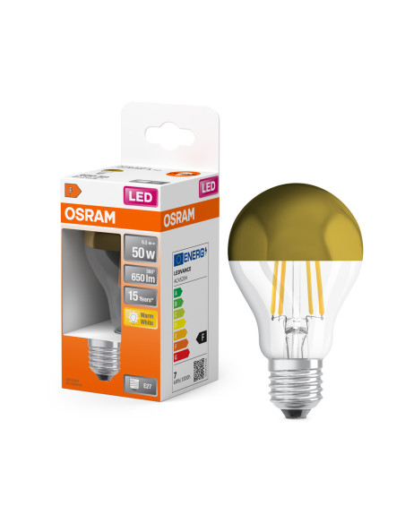 ŻARÓWKA LED STAR RF CLA50 MIRROR GOLD 7W 2700K ciepła biała  E27 FIL 650LM 
