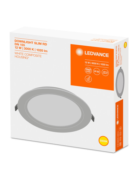 DOWNLIGHT DL SLIM DN155 12W/3000K WT IP20 