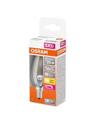 ŻARÓWKA LED SUPERSTAR RF CLB25 DIM 2,8W 2700K ciepła biała E14 FIL 250LM 