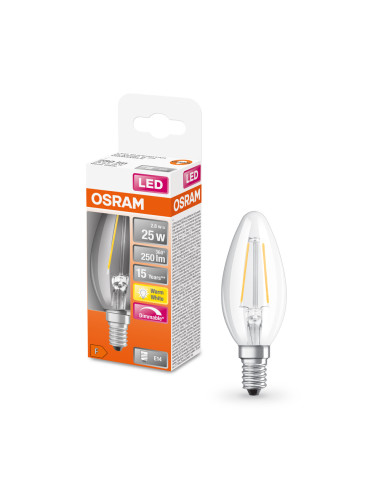 ŻARÓWKA LED SUPERSTAR RF CLB25 DIM 2,8W 2700K ciepła biała E14 FIL 250LM 