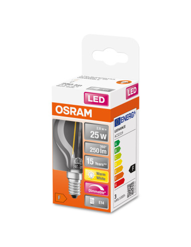 ŻARÓWKA LED SUPERSTAR RF CLP25 DIM 2,8W 2700K ciepła biała  E14 FIL 230LM 