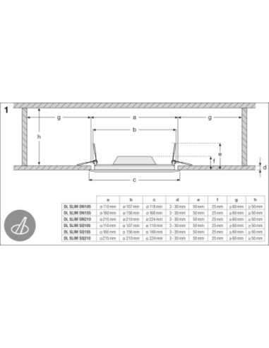 DOWNLIGHT DL SLIM SQ105 6W/3000K WT IP20 