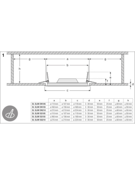 DOWNLIGHT DL SLIM SQ105 6W/3000K WT IP20 