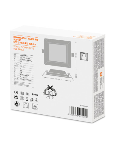 DOWNLIGHT DL SLIM SQ105 6W/3000K WT IP20 